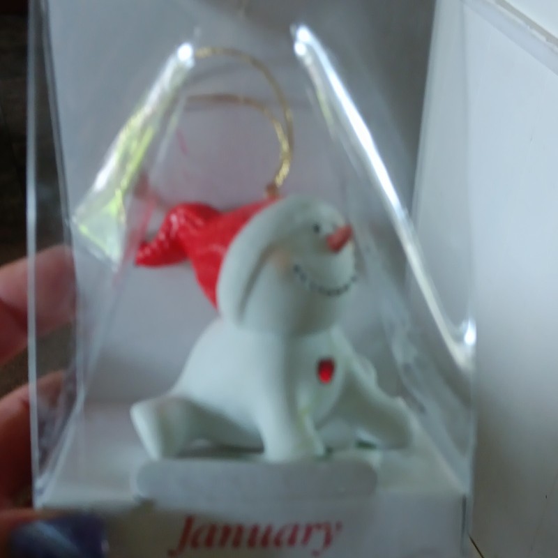 Snowman Christmas Hanging Ornament - White & Red Hat, 1 Count