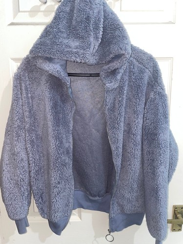 Topshop Womens UK Size 8 Blue Zip Fasten Long Sleeved Hoodie (EX COND)