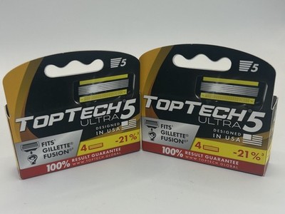 TopTech ULTRA 5 Razors Replaceable Cartridges 5 Blade 8 Units T Gillette Fusion