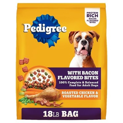 Dry Dog Food for Adults with Real Chicken and Vegetables Flavor Bacon Bites 18