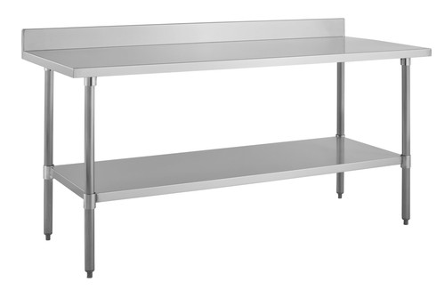Kratos Stainless Steel Kitchen Prep Table 72"x24" with Backsplash and - Picture 4 of 9