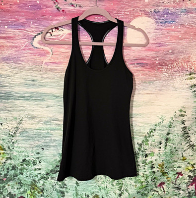 Lululemon Women's Cool Racerback Black Tank Top Scoop Neck Stretch Size S