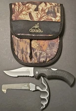 Gerber Hunting Gator Combo Knife & EZ Saw Set w/ Camo Sheath