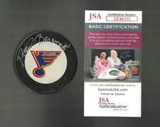 Red Berenson Signed St Louis Blues In Glas Co Game Puck JSA COA