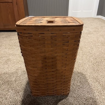 Longaberger Large Laundry Basket 1989 W/attached Lid and Knob
