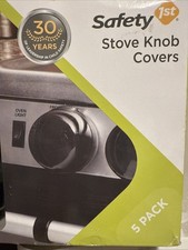 Safety 1st 5 Pack Black Stove Knob Hinged Covers Child Proof Baby Proofing Open