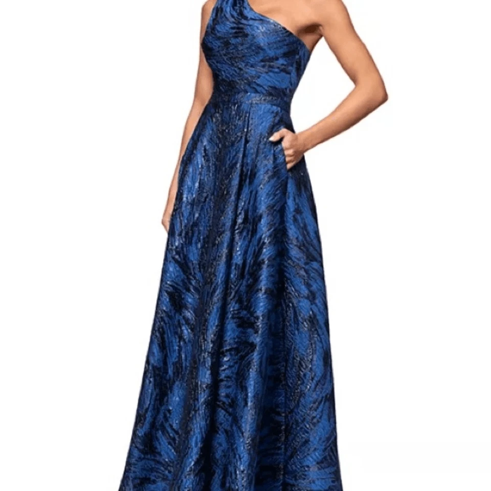 Vestido de baile AQUALong brocado de un hombro - H Foto 3 de 4