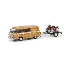 Schuco 1:43 Barkas B100 Trail+2mot. Trailer Motorcycle Cover Alloy Model