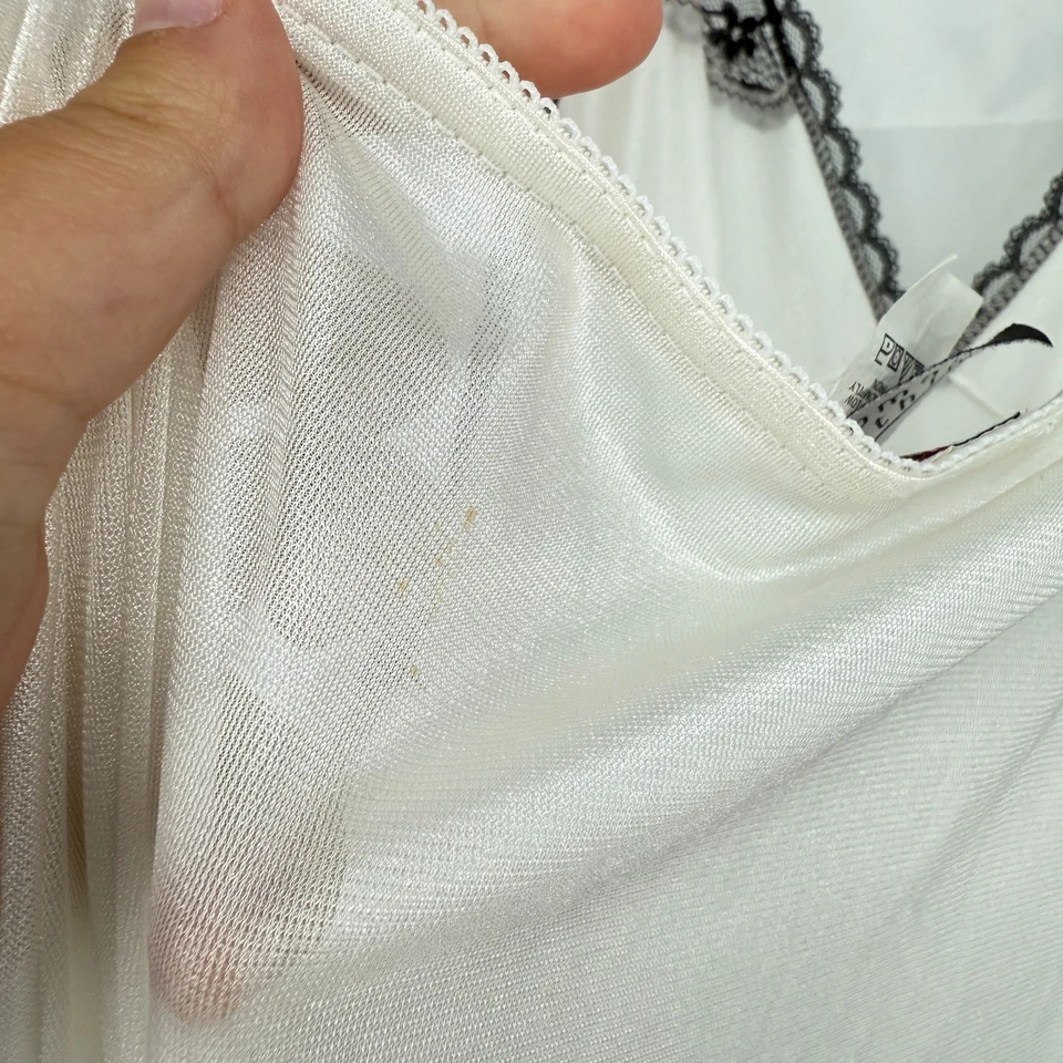 Woman Within Women 2X Lace Trim Slip Maxi Dress Satin Intimate Style White Black - Image 3 of 4