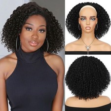 Kinky Curly Half Wig Afro Curly Synthetic Wig With Headband for Black Women D...