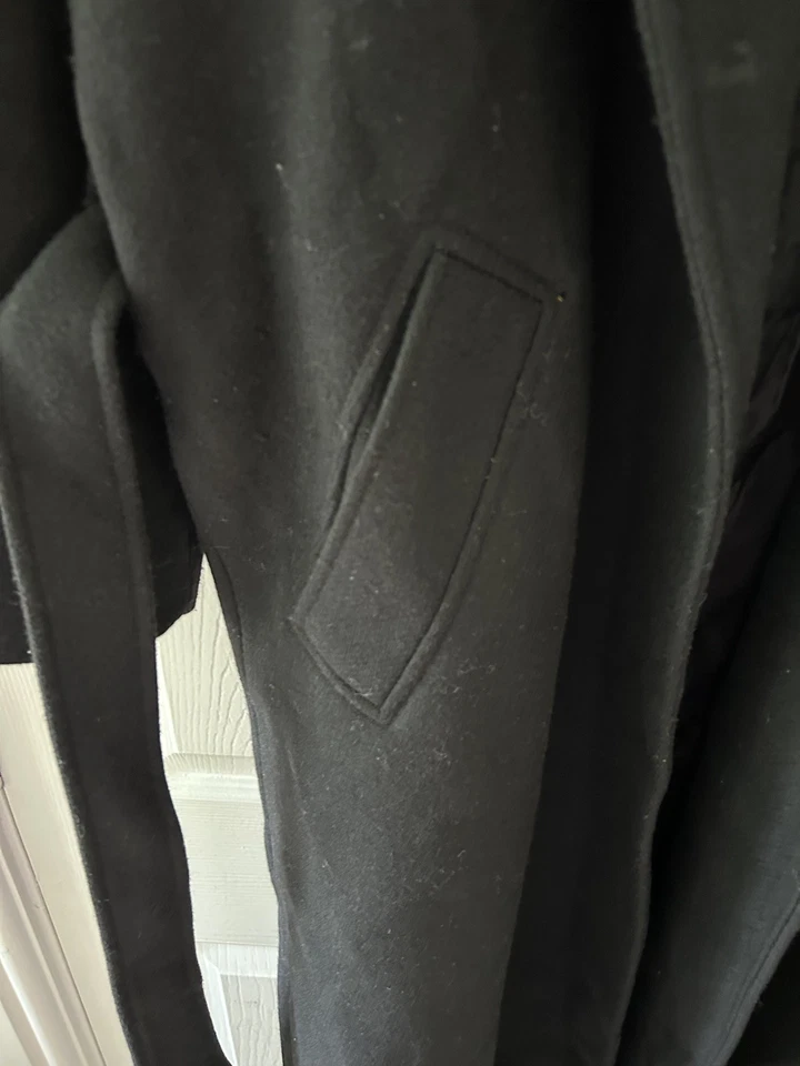 Casaco Zara com cinto preto mistura de lã longo bolsos forrados NOVO NÃO USADO  - Imagem 3 de 4