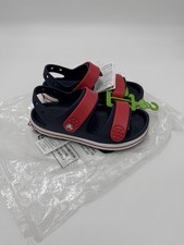 NWT Crocs Unisex Toddler Crocband Cruiser Sandal Navy/Varsity Red J1