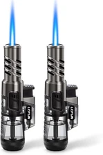 2 Pack Torch Lighter Windproof Adjustable Jet Flame Butane Lighter Refillable