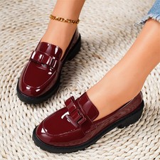 Damen Loafer Slipper Halbschuhe Leder-Optik Halbschuhe Mokassins Neu