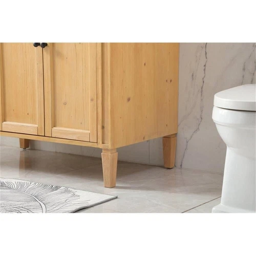 Elegant Decor Park Avenue 40" Aluminum MDF Single Bathroom Vanity - Natural Wood - Picture 5 of 8