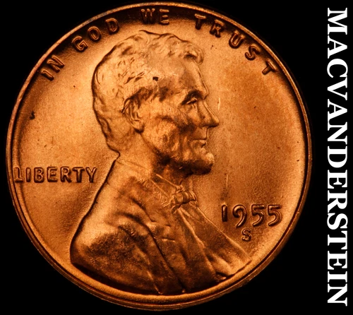 1955-S Lincoln Wheat Cent- Choice Gem Brilliant Uncirculated Luster #J2843