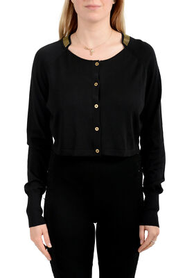 Versace Collection Women's Silk Button Down Cropped Sweater Top US 3XL IT 50