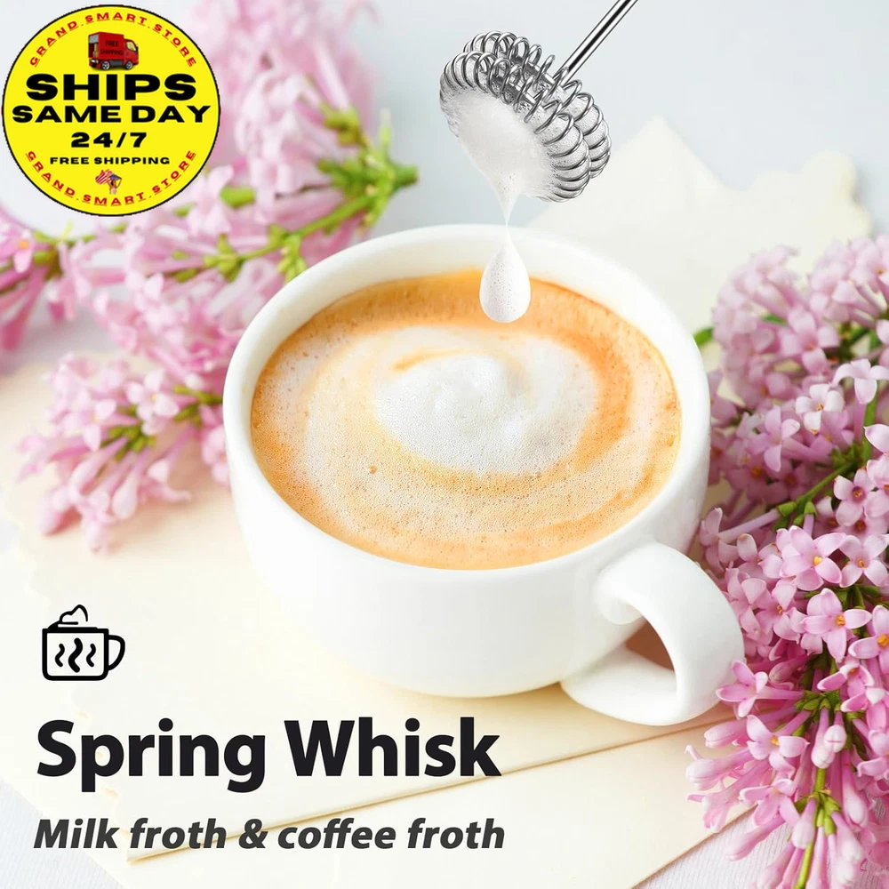 Milk Frother Rechargeable Handheld-Electric Whisk 3 Speed Adjustable, Coffee Fro