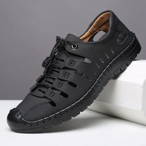 Herren Echtleder Sandalen Schuhe Sommer Strand Freitzeit Pantoffel Leder S60 - Bild 4 von 14