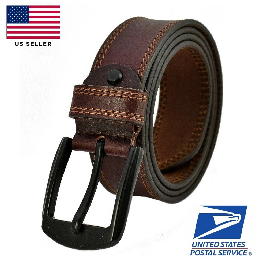 Mens 100% Genuine FULL GRAIN Casual Leather Dress Belts Jeans Buckle US  Stock