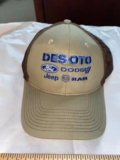VINTAGE SNAPBACK DESOTO FORD DODGE JEEP AND RAM BASEBALL CAP BROWN, TAN AND BLUE