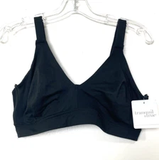 Tranquil & True Comfort Bra Black Women's Microfiber Seamless Ribbed Wireless