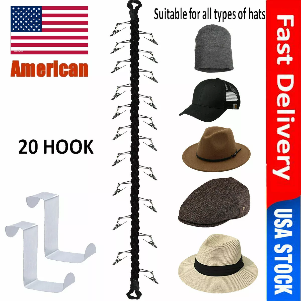 NEW Baseball Cap Hat Holder Rack Storage Organizer Over the Door