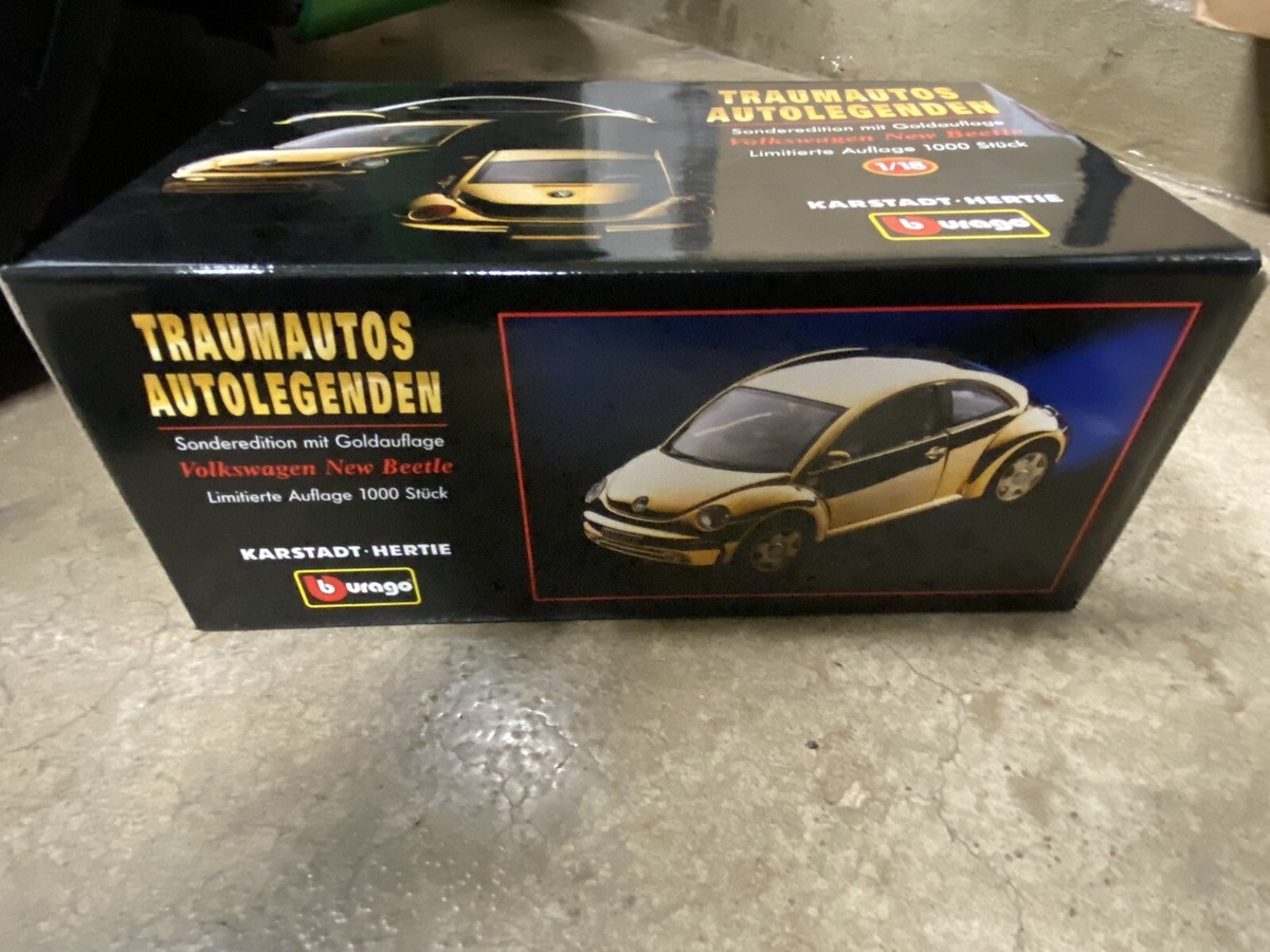 Bburago Burago 1/18 VW New Beetle Bug Gold Plated Karstadt