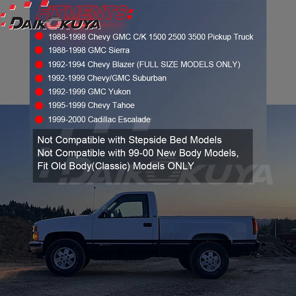 For Chevy GMC 1988-99 C/K Silverado Suburban Sierra Tahoe Yukon LED Tail Lights - Image 2 of 4