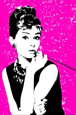Audrey Hepburn Background Pink Pop Art Canvas Print, Audrey