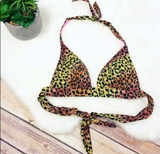 Victoria's Secret Leopard Print Push Up Bikini Swim Top Size Small