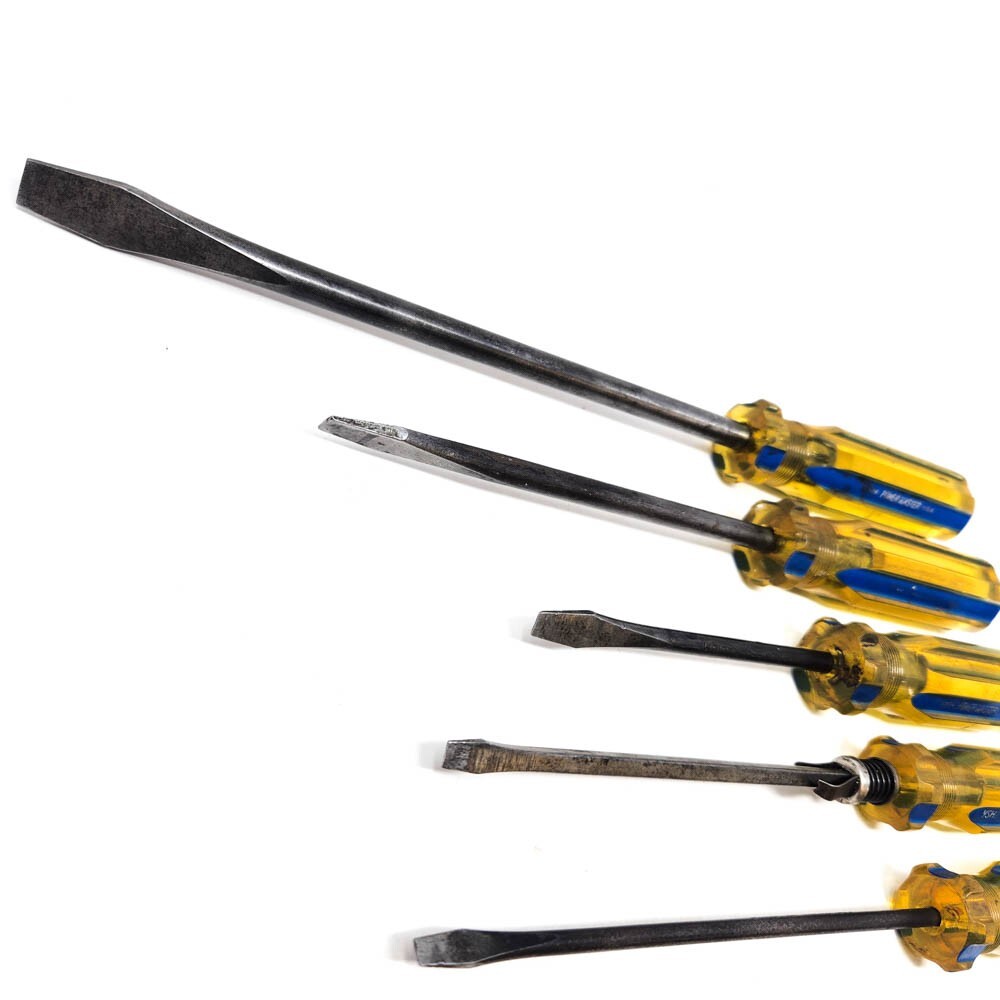5 Pcs Power Master Flat Slotted Head Screwdriver Tool Set, Made in USA
