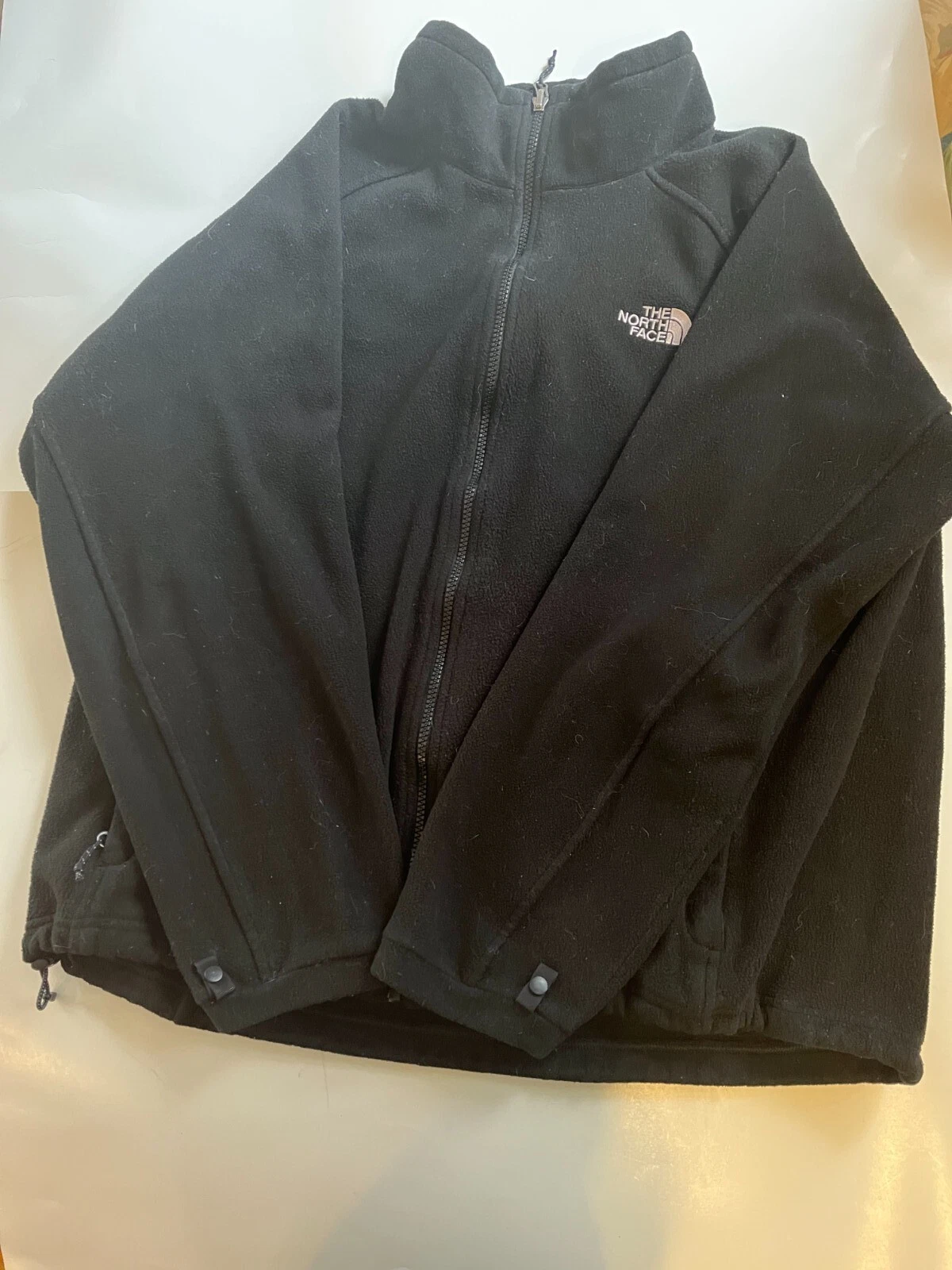 Men's North Face Fleece Jacket Black Lg, Full Zip with zip pockets
