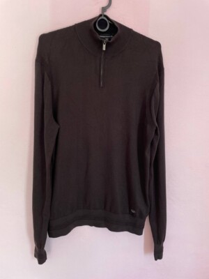 s*e様 90's Emporio Armani high neck zip j Emporio Armani 1/4 Zip Brown Pullover Sweater Medium | eBay