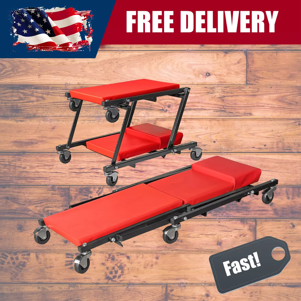 BIG RED 250 lbs Torin Z Creeper Foldable 36