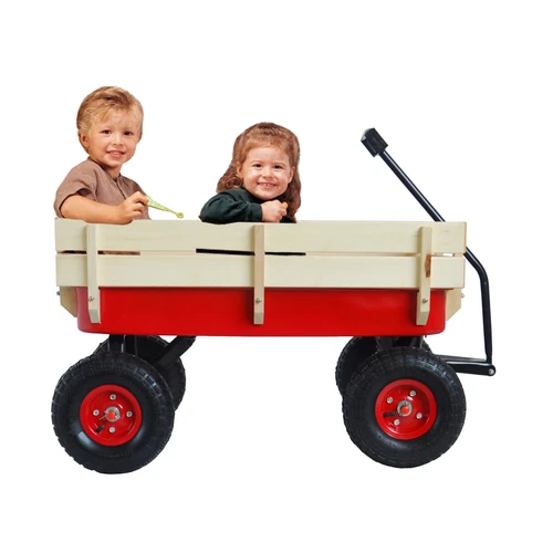 Outdoor Sportwagen Werkzeugwagen Holz Seitenteile Luftreifen Wagen rot - Bild 8 von 20