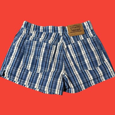 Vintage Levi's 912 Plaid Jean Shorts Light Denim Outdoor USA Slim Fit Size 9 Jr