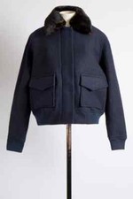 Samsoe Samsoe Louche Navy Bomber Jacket With Faux Fur Trim Scandi Acne