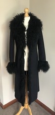 Jasper Conran Faux Suede Real Mongolian Fur Sheepskin Long Afghan Coat Size 8