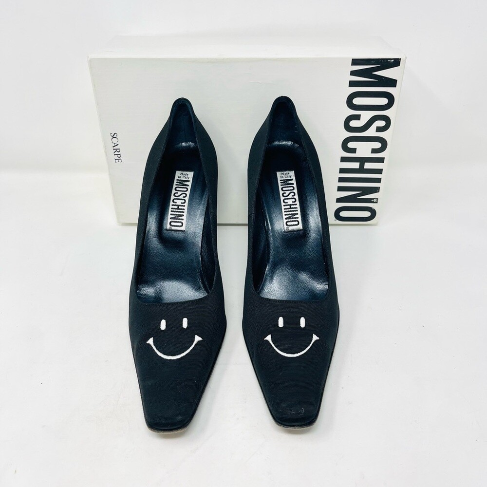 Moschino Black White Fabric Smiley Face Pumps | eBay
