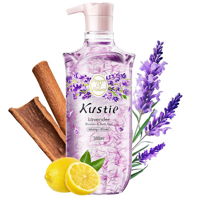 Kustie Lavender Body Wash for Women and Men, Natural Petals and Essential Oil