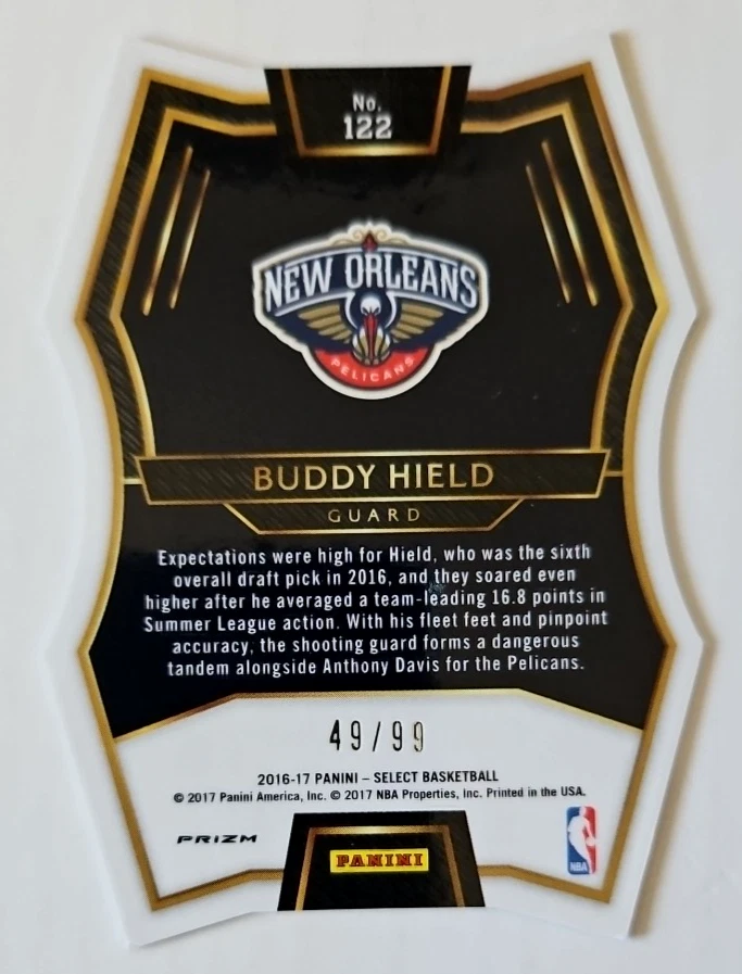 Select Buddy Hield 2016-17/99 púrpura Prizm troquelado radiocontrol novato GSW Foto 2 de 4