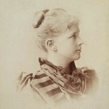 Cabinet Card Photo Woman Side Profile ID'd Dessa W Clement Boston Massachusetts