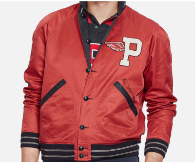 Polo Ralph Lauren Red Black Reversible P Wing Mens Bomber Jacket