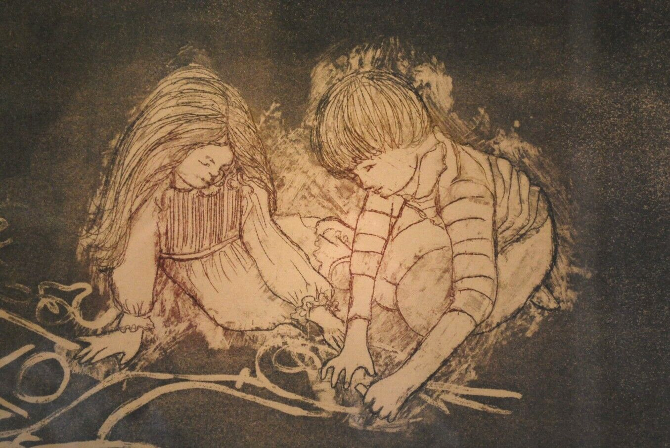 Lynne HEFFNER Ferrante Pencil Signed Etching : Kids Best Friend #39/250