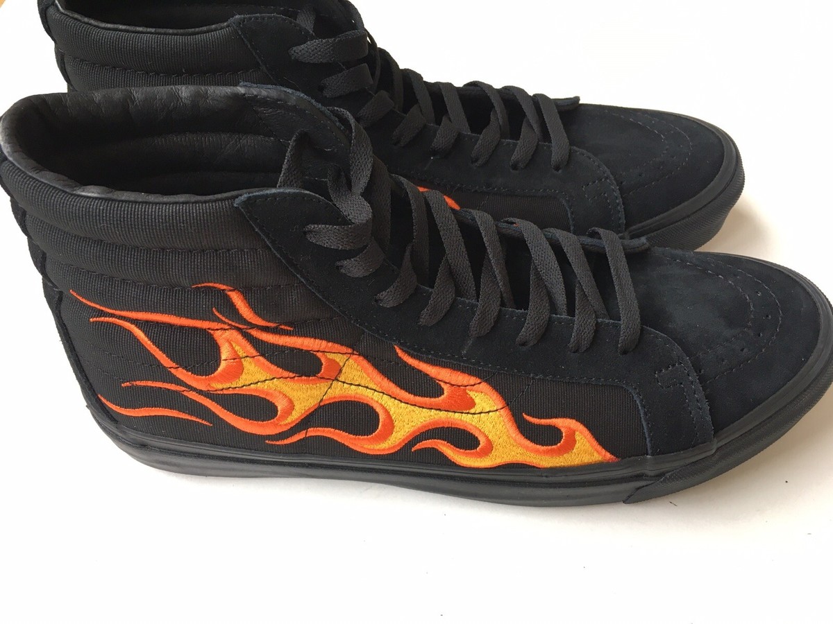 VANS VAULT x WTAPS Mens Black Orange Flame Sk8-hi BLACK W