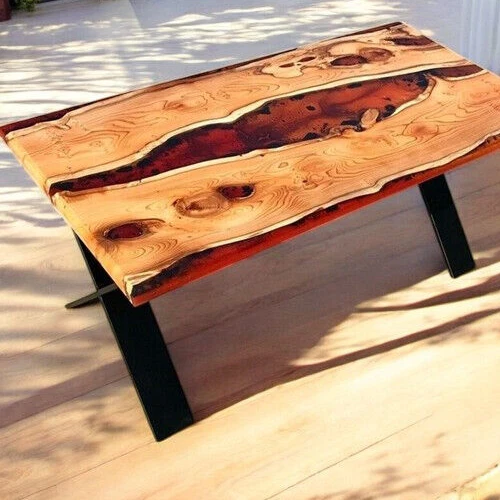 Mesa de jantar 48"x24" luxo resina epóxi feita à mão madeira e resina corredor decorativo - Imagem 2 de 4