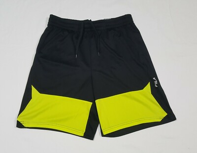 Fila Mens Training Basketball- Running Shorts side Pockets  Polyester Black Volt
