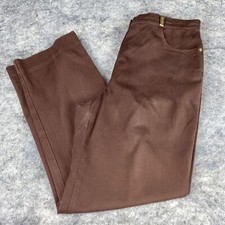 St John Sport By Marie Gray Womens Pants Size 10 Brown Casual Gold Logo Bar