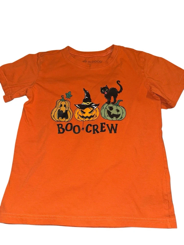 Camiseta Life Is Good Juvenil 2 Piezas Mediana Naranja Calabaza Halloween Otoño M Foto 2 de 4
